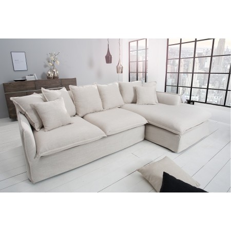 GroÃes Ecksofa HEAVEN 255cm natur Leinenstoff inkl....