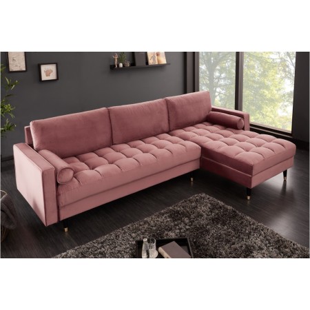 Elegantes Ecksofa COZY VELVET 260cm altrosa Samt...