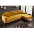 Elegantes Ecksofa COZY VELVET 260cm senfgelb Samt Federkern 3er-Sofa