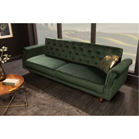 Canapé 3 places Chesterfield convertible 220cm vert...