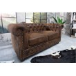 Chesterfield 2er Sofa 150cm antik braun mit Knopfheftung und Federkern