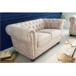 Chesterfield 2er Sofa 145cm Samt champagner 2-Sitzer mit Knopfheftung und Federkern