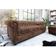 Chesterfield 3er Sofa 205cm antik braun mit Knopfheftung und Federkern