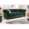 Canapé Chesterfield 3 places 205cm vert bouteille velours avec boutons et ressorts