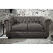 Chesterfield 2er Sofa 145cm vintage grau taupe mit Knopfheftung und Federkern