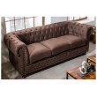 Canapé 3 places Chesterfield 200cm vintage marron 3 places avec boutons et ressorts