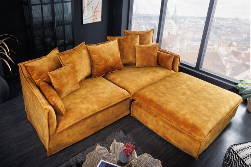 Religieus Getuigen Concurreren GroÃŸes 3er Sofa HEAVEN 210cm senfgelb Samt waschbarer Bezug Hussensofa  Couch