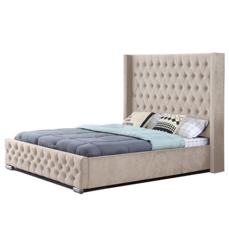 Letto di design con testiera grande LIA -  Velluto Taupe