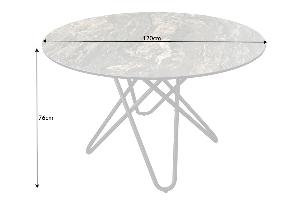Table de salle à manger extravagante ELLIPSE 120cm céramique aspect