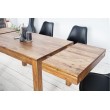 Table de salle à manger massive PURE 120-200cm Sheesham avec plateaux amovibles veinage unique