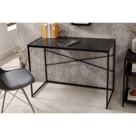  Bureau design SLIM LINE 100cm frêne noir style industriel 