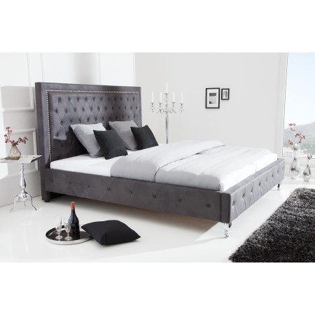 Chesterfield lit double EXTRAVAGANCIA 180x200cm gris...