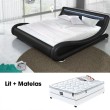 Lit + matelas JULIA noir 140cm avec Matelas Romance