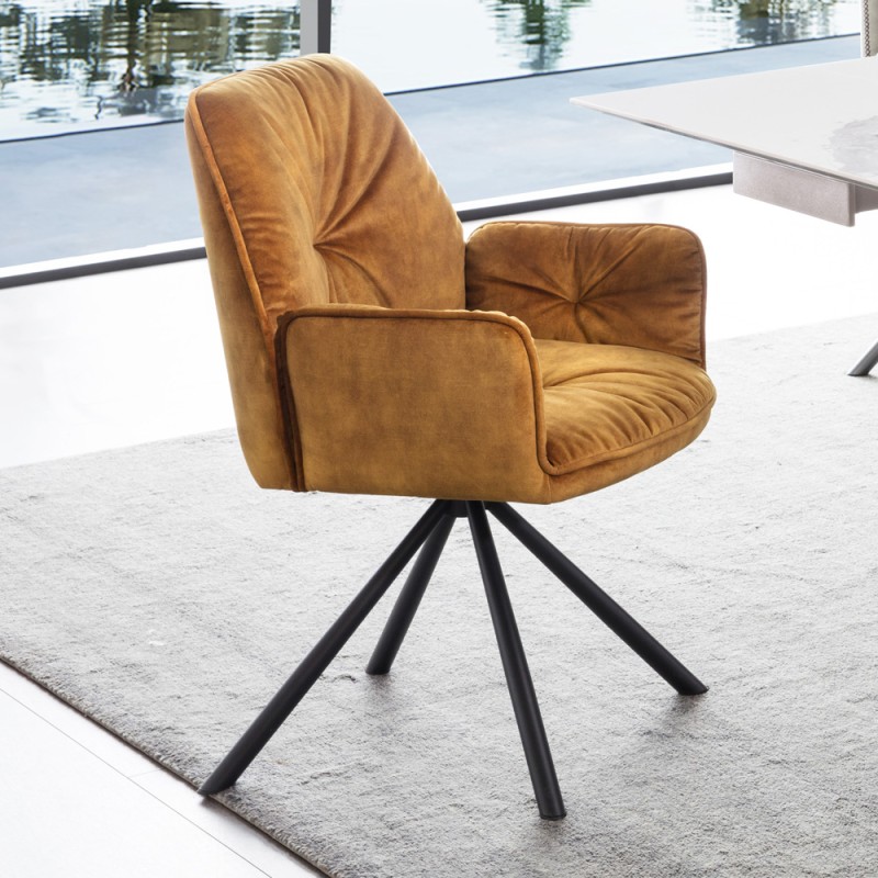 Chaise Pivotante Velours Matelassé – Fauteuil Ergonomique Salle à Manger, Salon, Coiffeuse – Confort Luxe 120 Kg