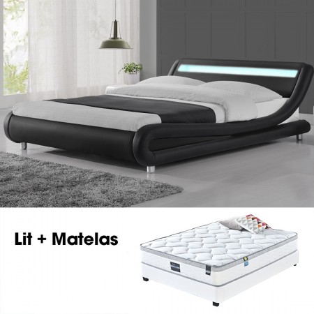 Julio Black led Bett 160cm mit Romance Matratze