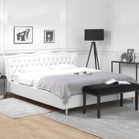 Letto imbottito Milano -  Bianco