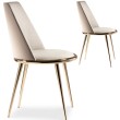 Lot de 2 Chaises de salle à manger moderne beige en métal doré Giulia