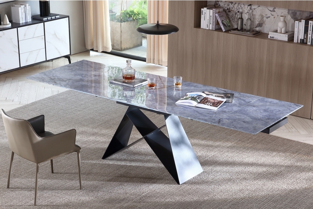 Table de salle à manger moderne en céramique PROMETHEUS aspect marbre