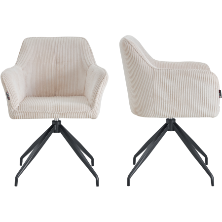 Chaises -  Tissu côtelé beige pied noir