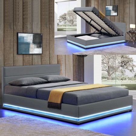 Letto a led con contenitore AVA -  Grigio