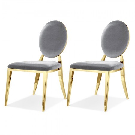 Lot De 2 Chaises Médaillon pied couleur or ERA -  Velours...