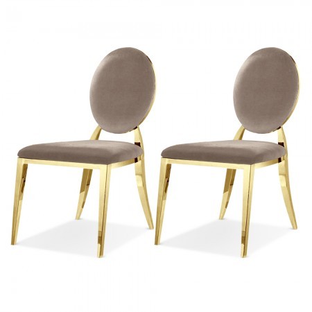 Lot De 2 Chaises Médaillon pied couleur or ERA -  Velours...