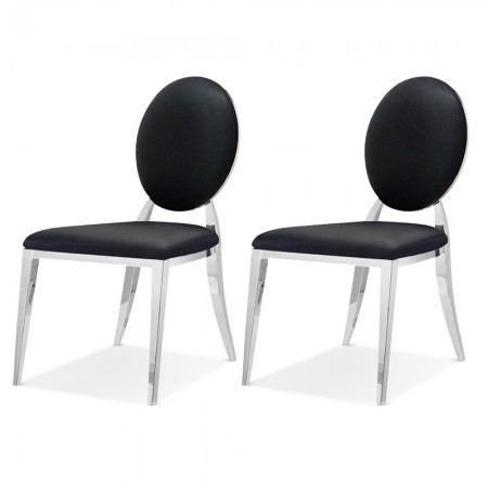 Lot De 2 Chaises Médaillon Pied Acier ERA -  PU Noir