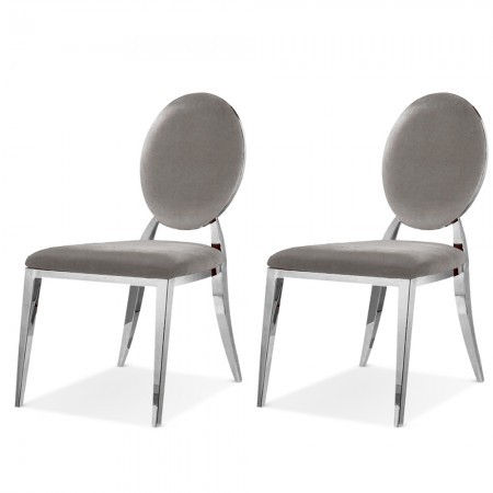 Lot De 2 Chaises Médaillon Pied Acier ERA -  Velours Taupe