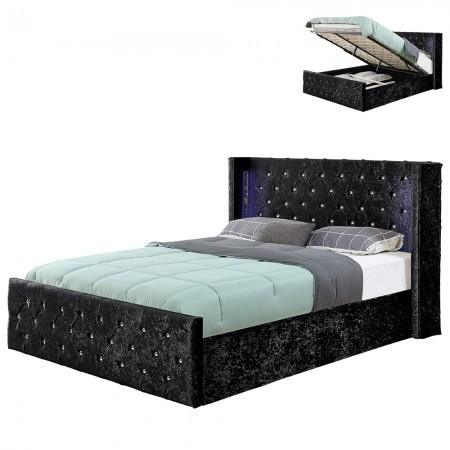 OSMOS Velvet Chest Bed Large Kopfteil -  Schwarzer Samt