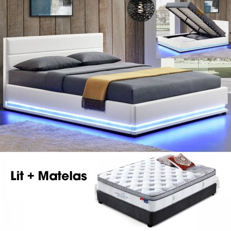 Matelas + Sommier AVA et matelas Pure 160 blanc