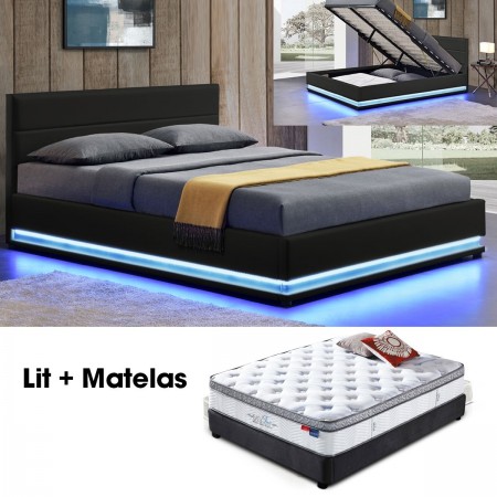 Matelas + Sommier AVA et matelas Pure 160 noir