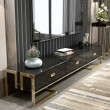Schwarzer TV-Ständer mit Schubladen Gold lackierter Sockel Luxuria
