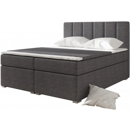 Boxbett mit Boxspring-Matratze BOLERO -  Dunkelgrauer Stoff