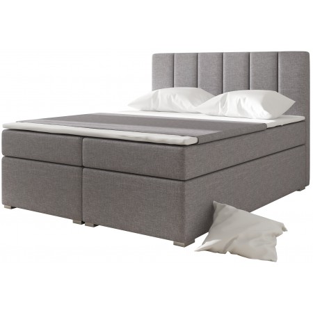 Boxbett mit Boxspring-Matratze BOLERO -  Hellgraues Gewebe