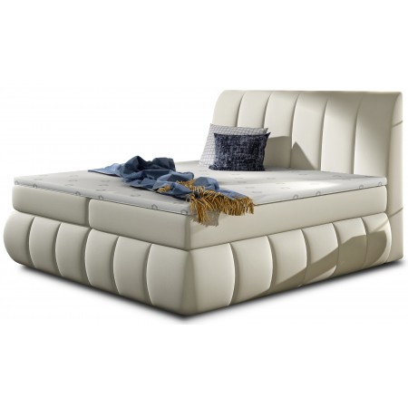 Komplettbett mit Boxspring-Matratze VINCENZO -  PU Beige