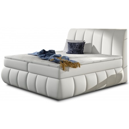 Letto completo con materasso boxspring VINCENZO -  PU bianco