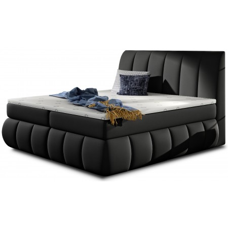 Letto completo con materasso boxspring VINCENZO -  PU nero