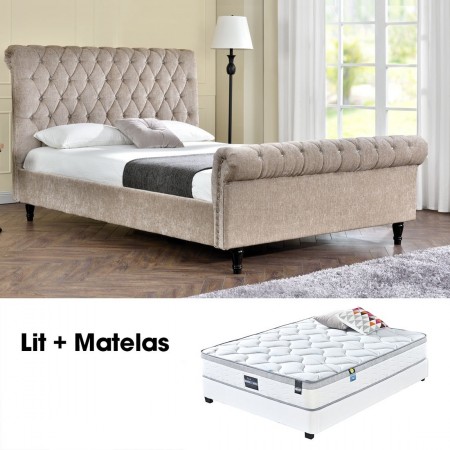 Ensemble matelas sommier 140 KAPALDI beige