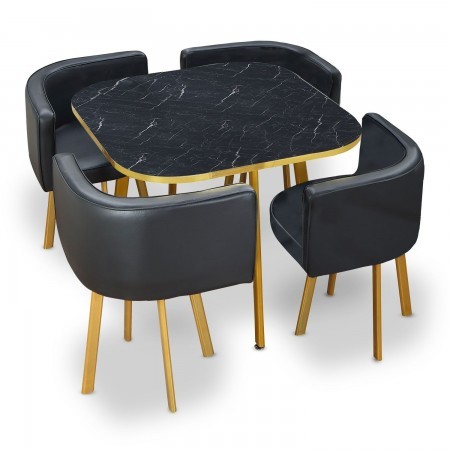 Mesa y sillas de comedor empotradas PopUp -  Marbre noir