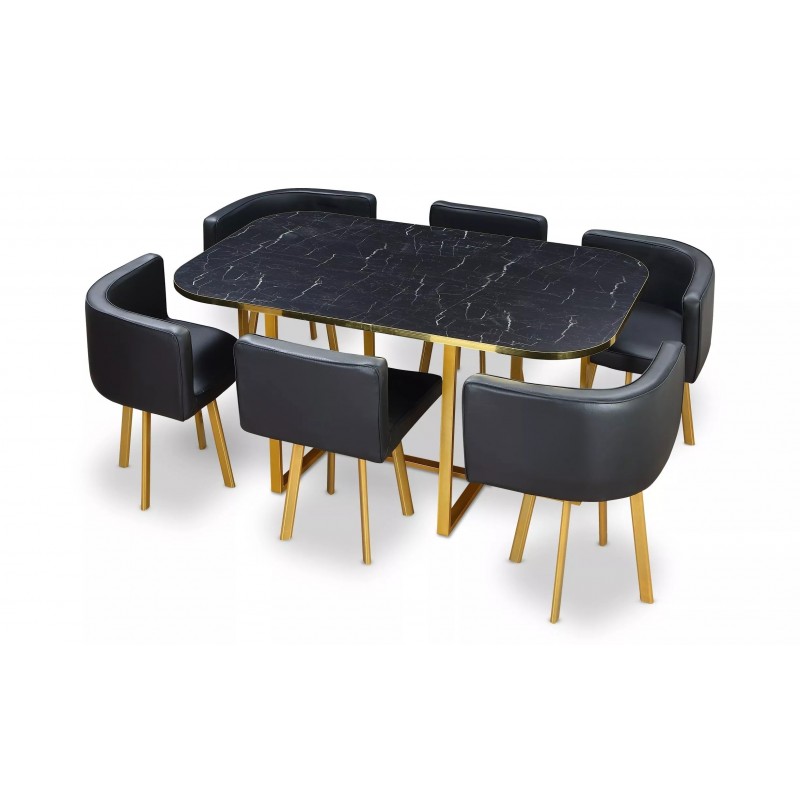 Table à Manger Ronde Avec 4 Chaises Encastrables - Diamètre 80 Cm, Ensemble Pour 4 Personnes, Design Simple