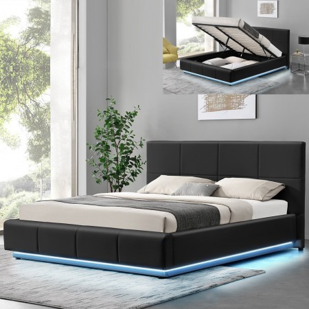 Letto di design Alexi con box spring e box contenitore -...