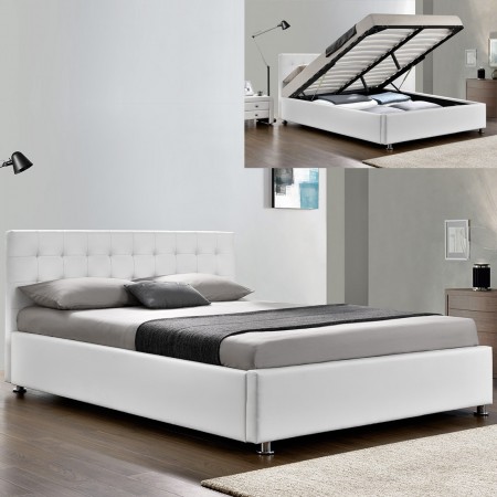 Letto-completo-testata-letto galleggiante-cornice-letto-WHITE