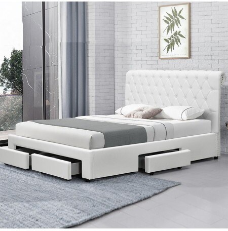 Letto di design con cassettiera HYDE -  PU bianco