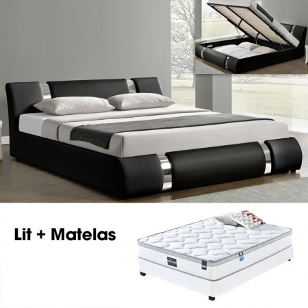 Matratzen- und Boxspring-Set Schwarz 160 NOVA