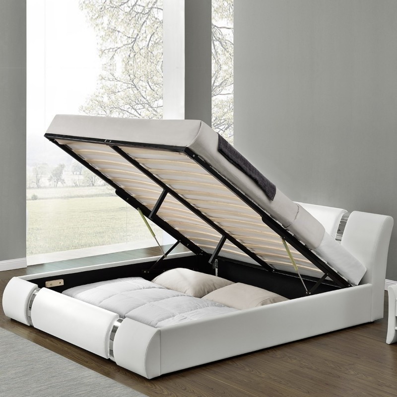 Cama doble 160 con almacenamiento integrado y colchón - Lit nova