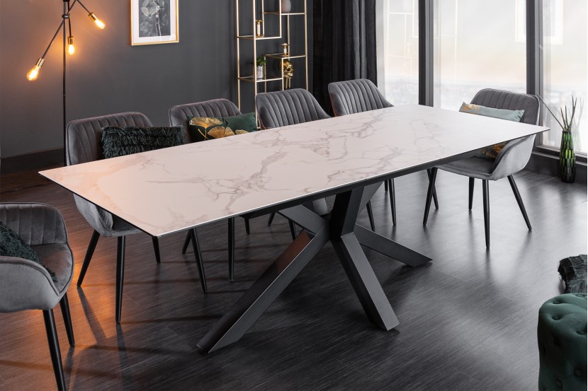 shorthand Deviate Daddy Table de salle à manger moderne en céramique ETERNITY 180-225cm aspect  marbre extensible