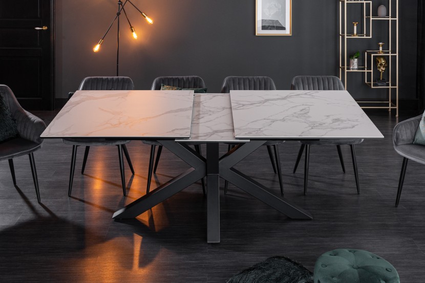 shorthand Deviate Daddy Table de salle à manger moderne en céramique ETERNITY 180-225cm aspect  marbre extensible