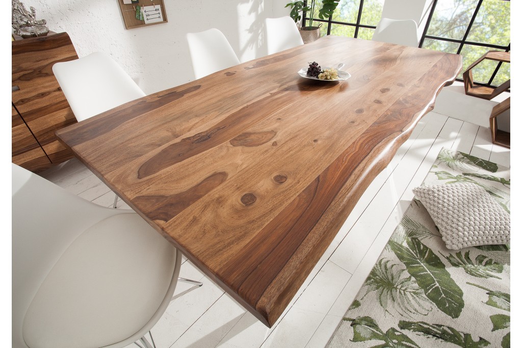 Table de salle à manger en tronc d'arbre massif MAMMUT 180cm Sheesham