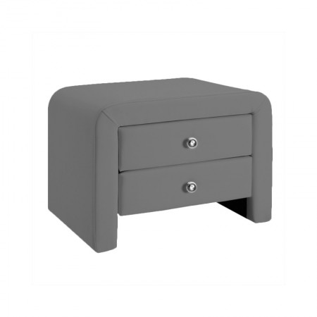 Table chevet design en simili cuir Eva -  Gris