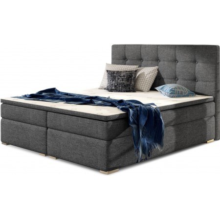 Lit boxspring complet tête de lit + sommiers + matelas +...